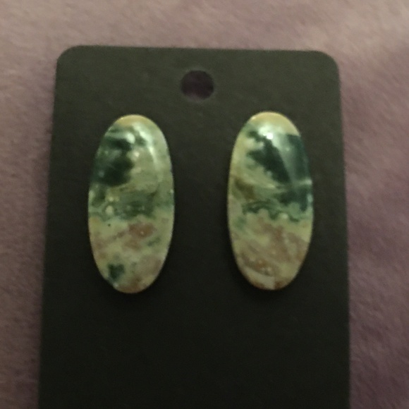 Split Matched Natural Pink and Green Moss Agate - handmade one of a kind - Picture 1 of 3